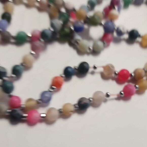 CRACKLE BEAD PASTEL COLORS GLASS NECKLACE 80" EXTRA LONG FLAPPER - Picture 3 of 5